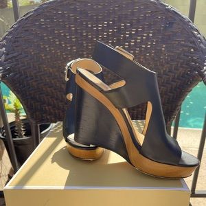 Michael Kors Leather Wedge Heals, Size 7
